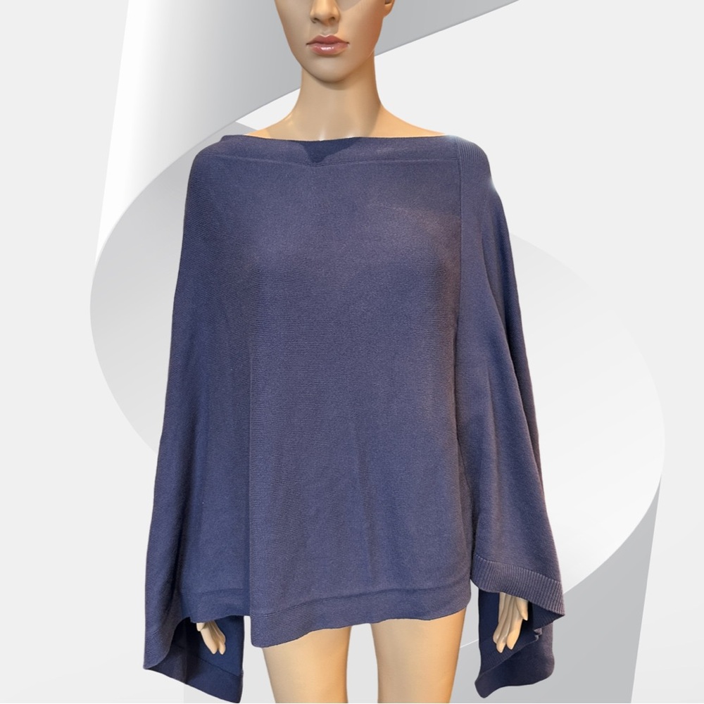 J Jill OS Denim Blue 100% Cotton Poncho